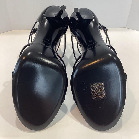 SAINT LAURENT CASSANDRA LEATHER SANDALS - Picture 7 of 9